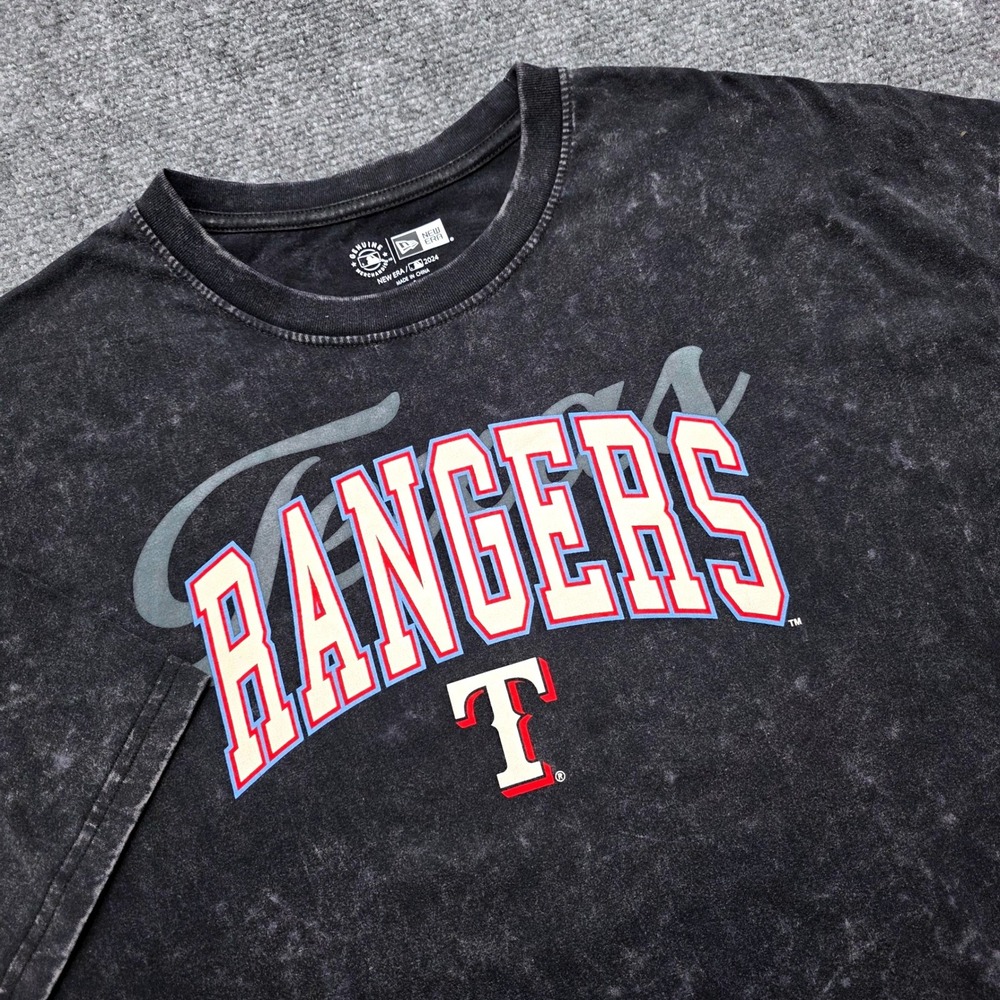 New Era Texas Rangers MLB Acid Wash T-Shirt Black Men's Small S Cotton Tee NWT